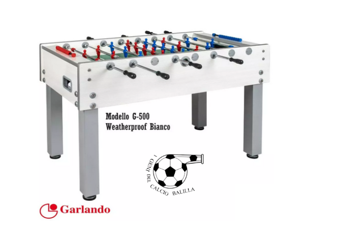 GARLANDO G-500 WEATHERPROOF WHITE TABLE FOOTBALL WITH RETRACTABLE RODS