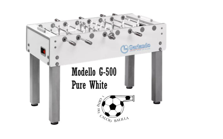 GARLANDO G-500 PURE WHITE TABLE FOOTBALL WITH RETRACTABLE RODS