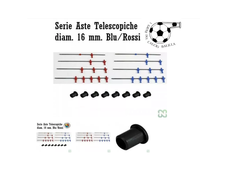 ASTE TELESCOPICHE NORDITALIA SERIE BLU/ROSSO DIAM. 16 MM.