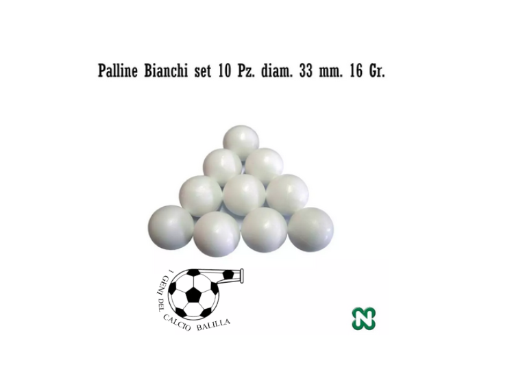 PALLE CALCIO BALILLA NORDITALIA BIANCO SET 10 PEZZI