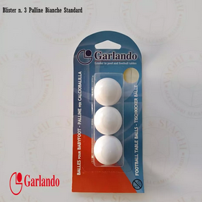 GARLANDO WHITE TABLE FOOTBALL BALLS BLISTER SET 3 PCS. STANDARD