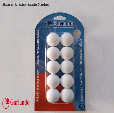 GARLANDO WHITE TABLE FOOTBALL BALLS BLISTER 10 PCS. STANDARD