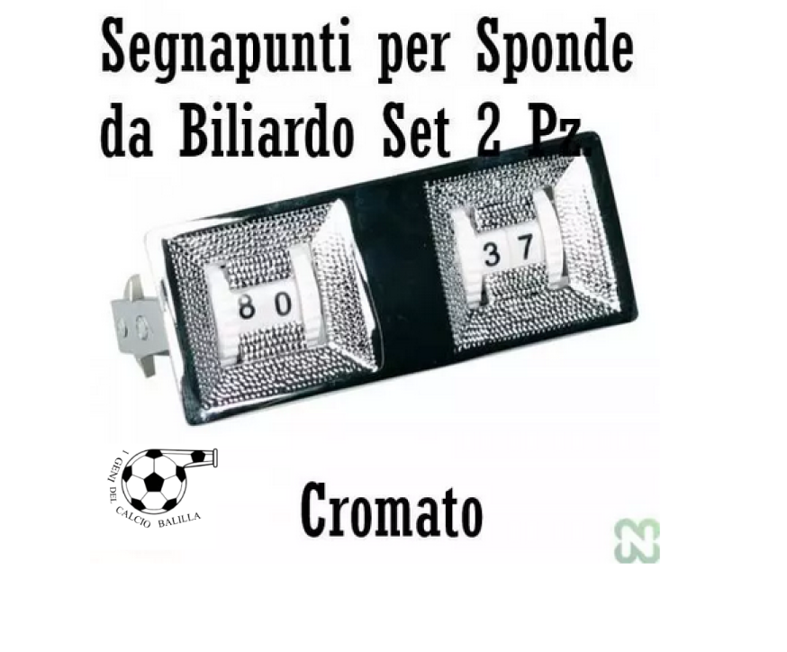 TABELLONE SEGNAPUNTI NORDITALIA PER SPONDE DA BILIARDO CROMATE SET 2 PZ.