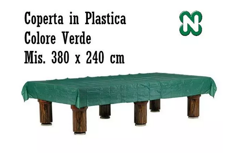 COPERTURA PER BILIARDO IN PLASTICA VERDE NORDITALIA 380 X 240 CM.