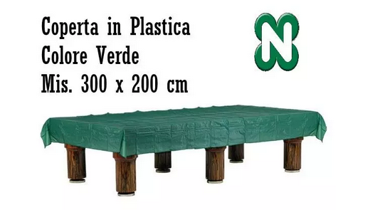 COPERTURA PER BILIARDO IN PLASTICA VERDE NORDITALIA 300 X 200 CM.