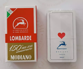 CARTE DA GIOCO ROSSE MODIANO LOMBARDE 150° ANNIVERSARIO