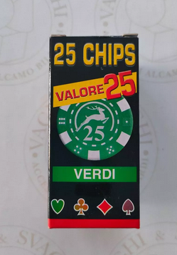 MODIANO CHIPS SET 25 PCS. GREEN WITH VALUE 25