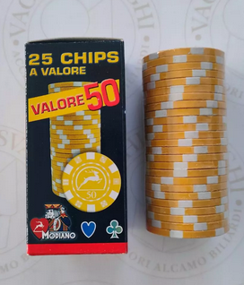 SET CHIPS MODIANO 25 PZ. GIALLO VALORE 50