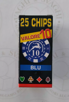 MODIANO CHIPS SET 25 PCS. BLUE WITH VALUE 10