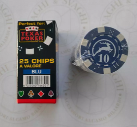 MODIANO CHIPS SET 25 PCS. BLUE WITH VALUE 10