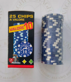 MODIANO CHIPS SET 25 PCS. BLUE WITH VALUE 10