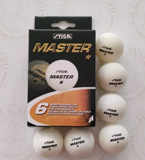 1 STAR STIGA MASTER WHITE PING TENNIS BALLS SET OF 6.